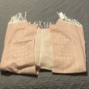 Gentle Fawn Light Pink Shawl with White Fringe - M/L